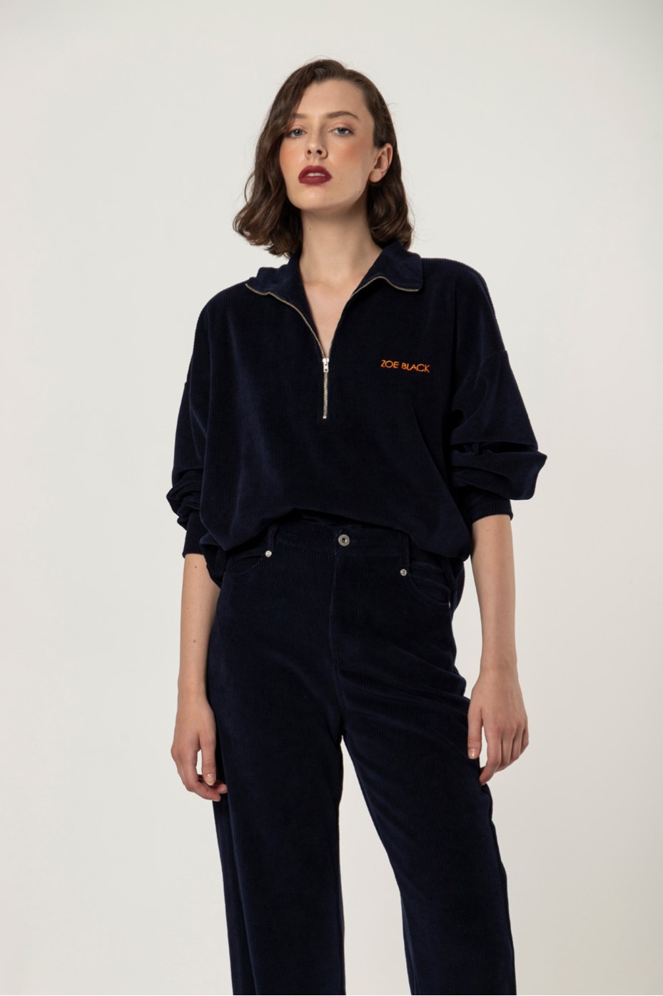 EMBROIDERED RIB PANTS