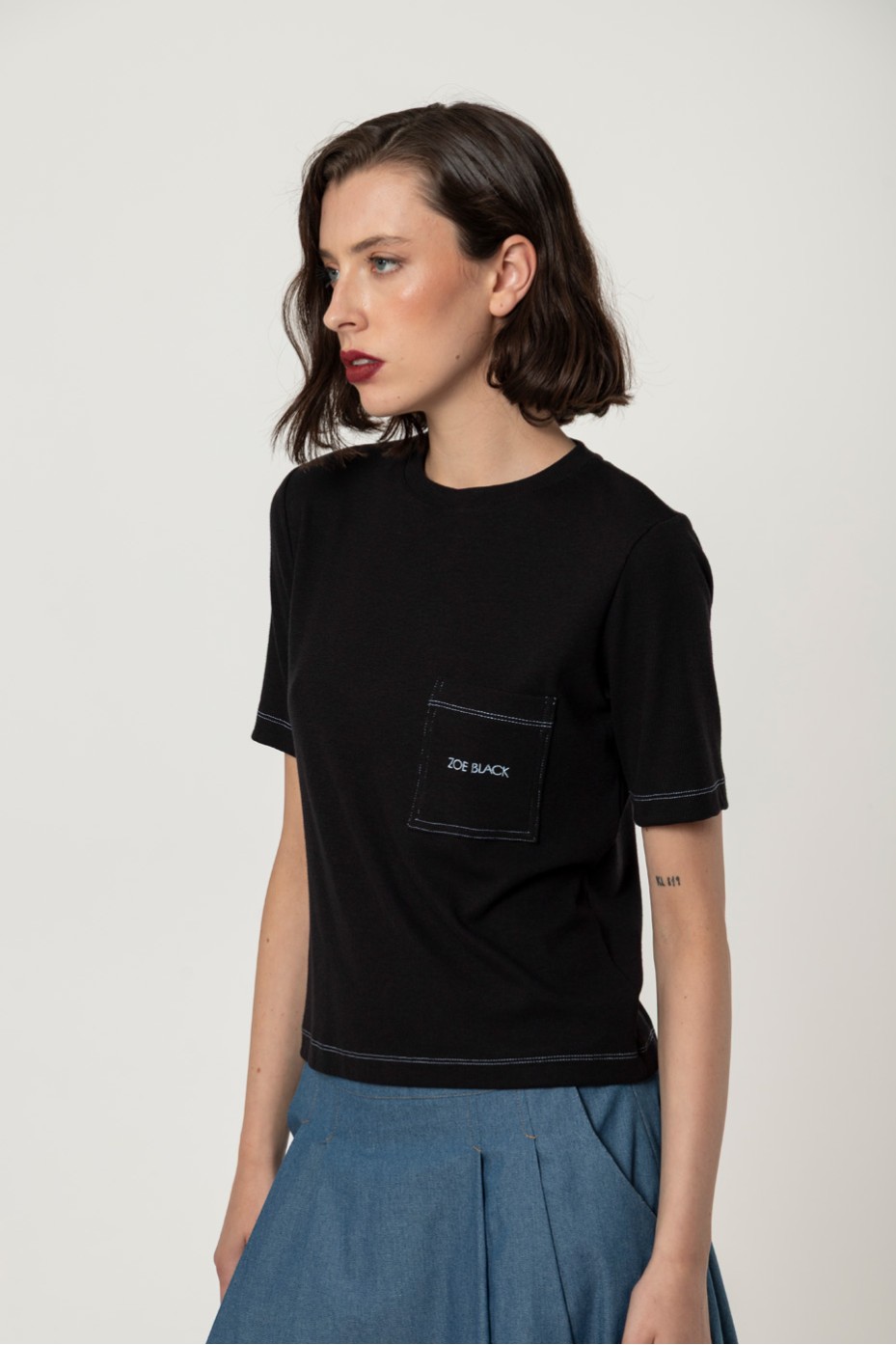 RIB BLOUSE WITH POCKET