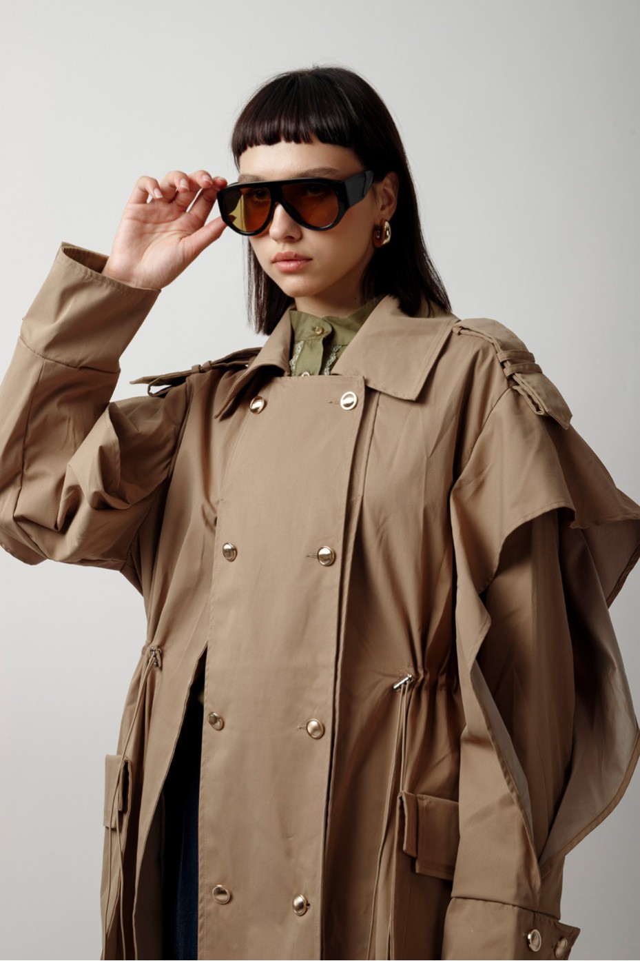 MAXI TRENCH COATS WITH EXTERNAL POCKETS