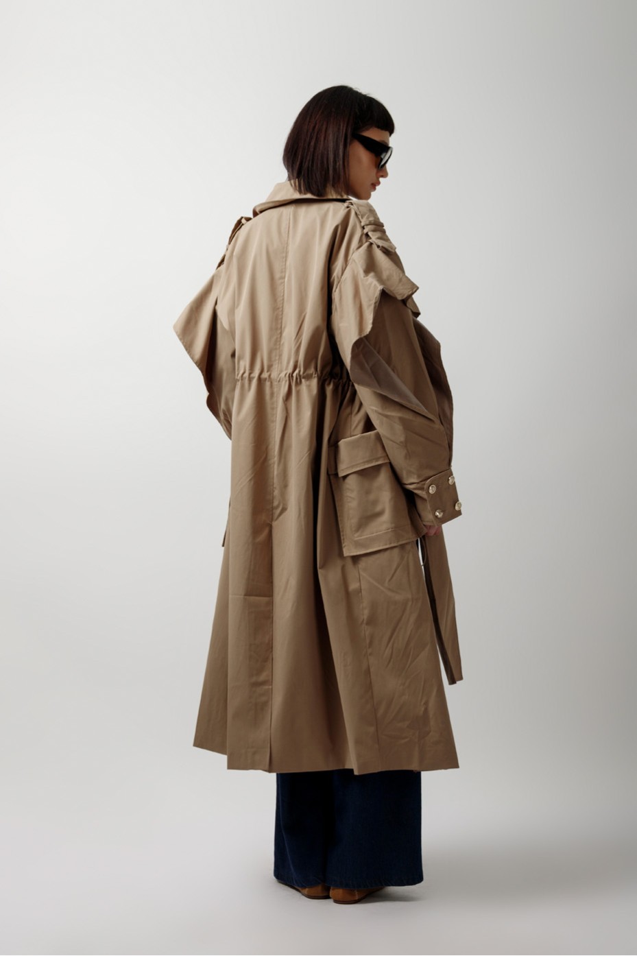 MAXI TRENCH COATS WITH EXTERNAL POCKETS