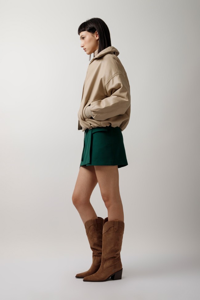 LEATHER BOMBER JACKET WITH COLLAR