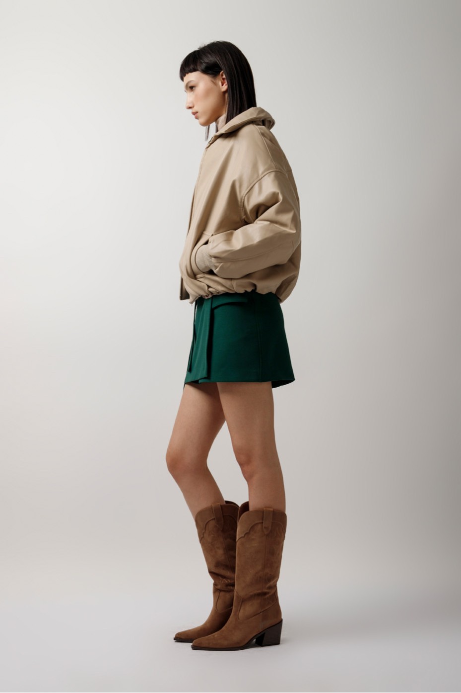 LEATHER BOMBER JACKET WITH COLLAR