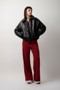 LEATHER BOMBER JACKET WITH COLLAR