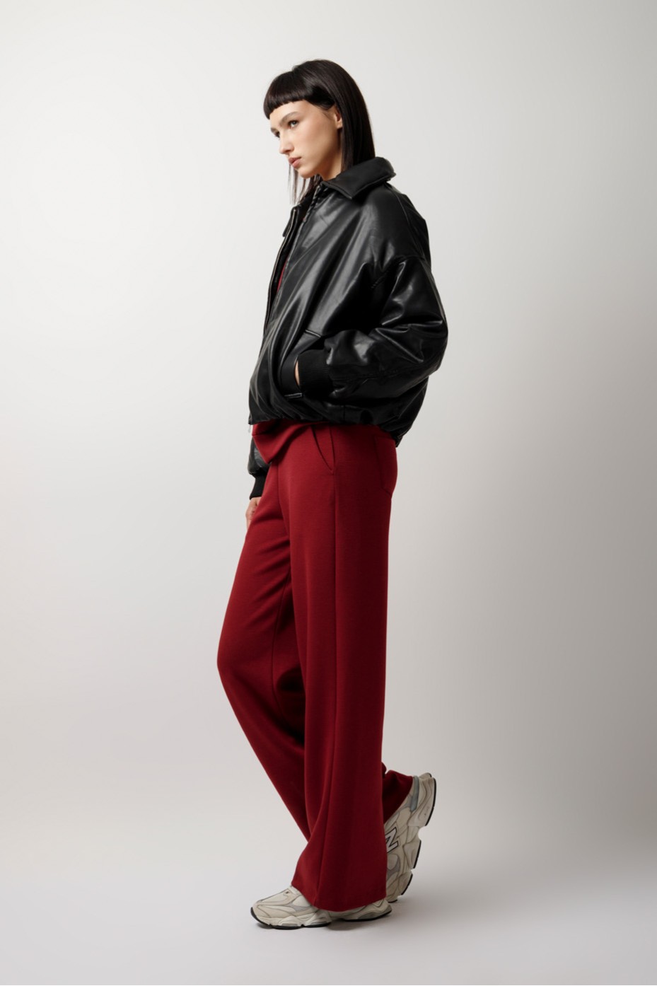 LEATHER BOMBER JACKET WITH COLLAR