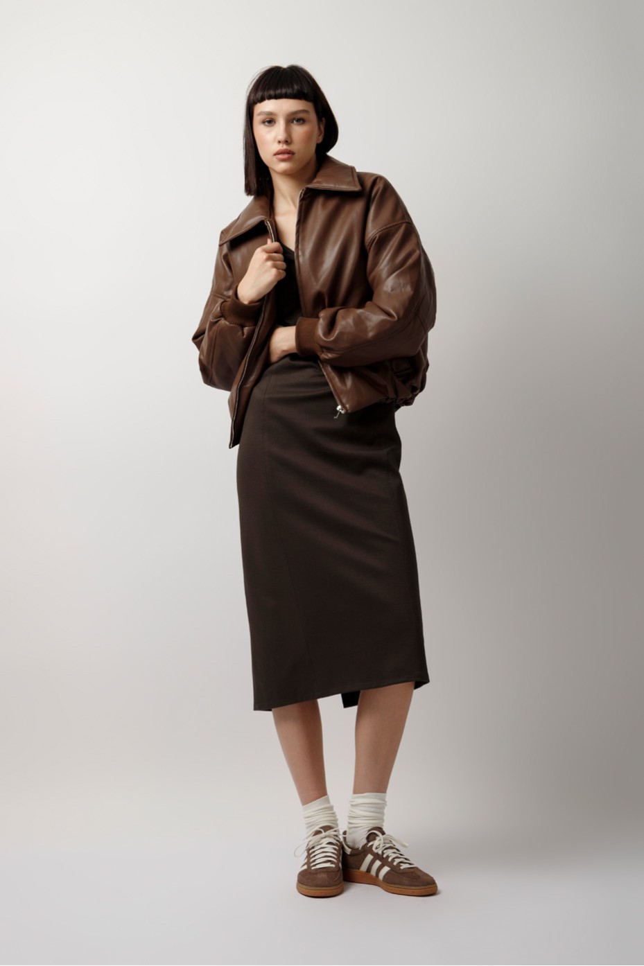 LEATHER BOMBER JACKET WITH COLLAR