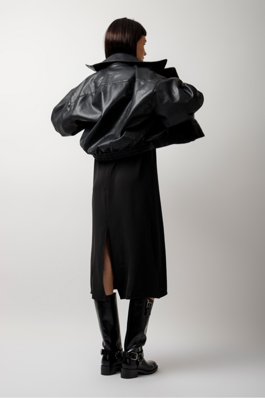 LEATHER JACKET WITH HIDDEN ZIPPER