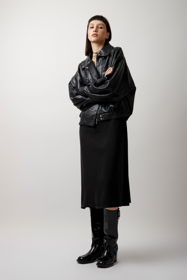 LEATHER JACKET WITH HIDDEN ZIPPER