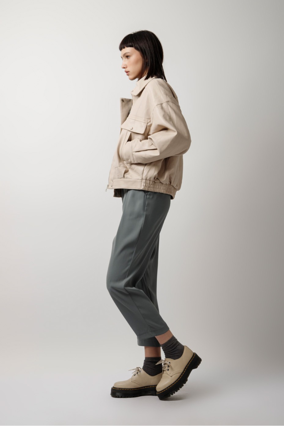 LEATHER JACKET WITH HIDDEN ZIPPER