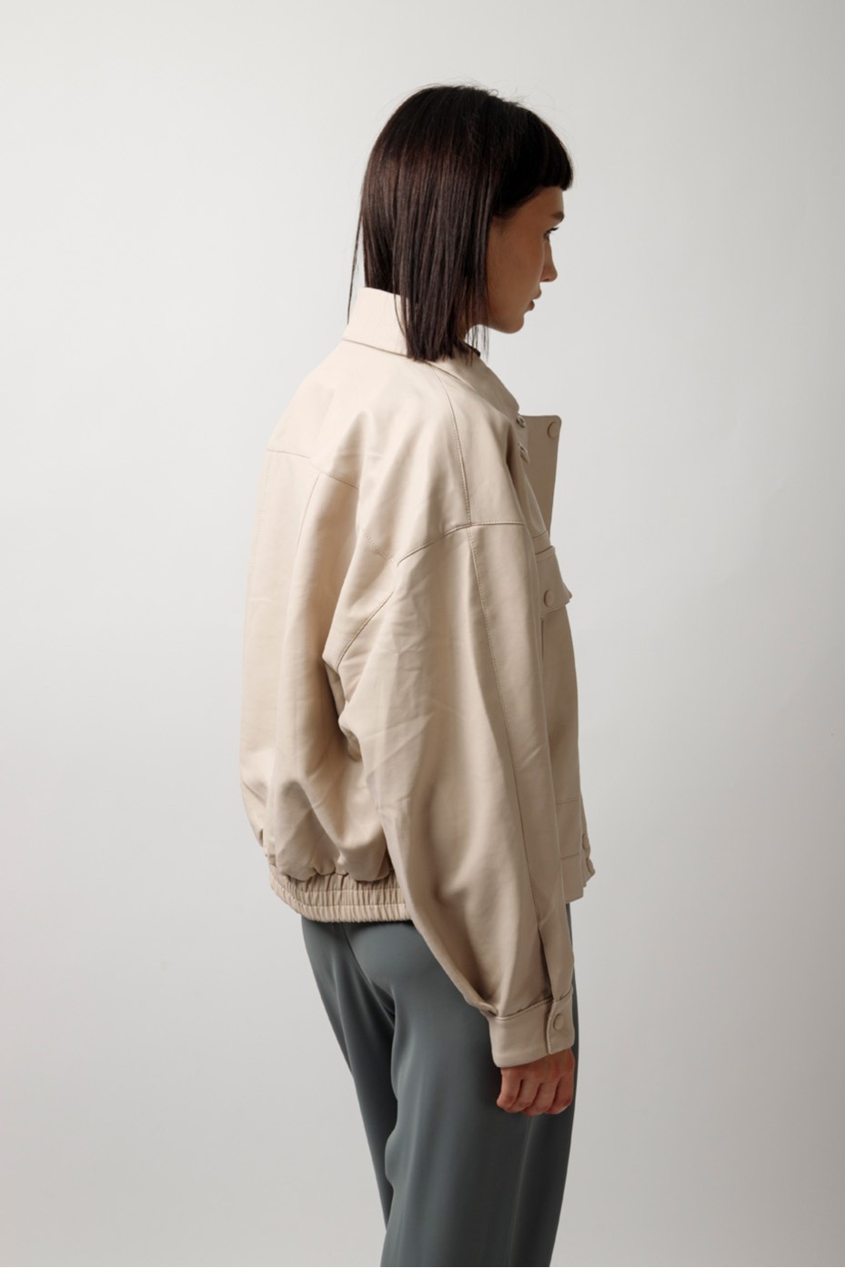 LEATHER JACKET WITH HIDDEN ZIPPER