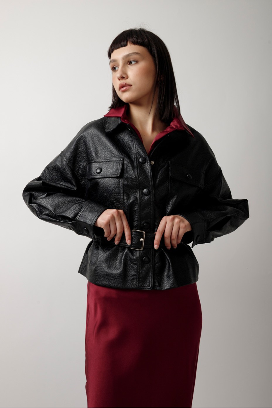 LEATHER JACKET WITH BUTTONS