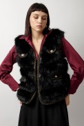 FUR VEST WITH GOLDEN DETAILS