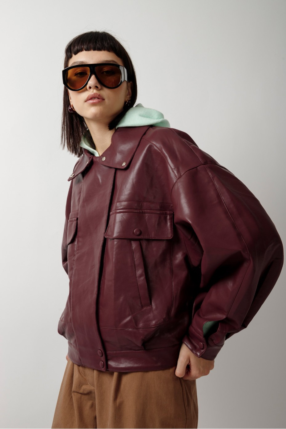 LEATHER JACKET WITH HIDDEN ZIPPER