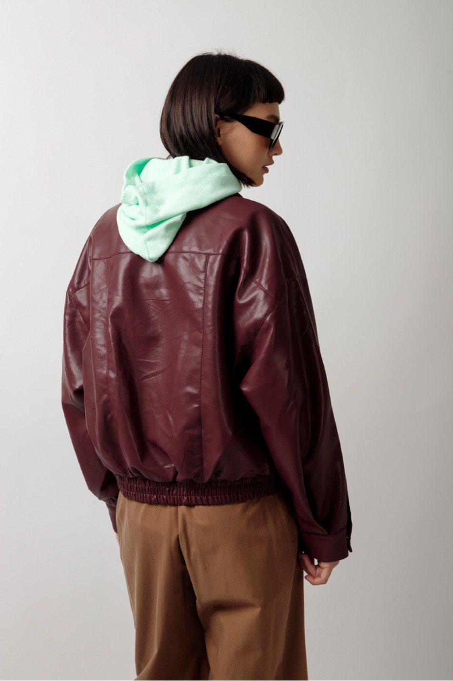 LEATHER JACKET WITH HIDDEN ZIPPER