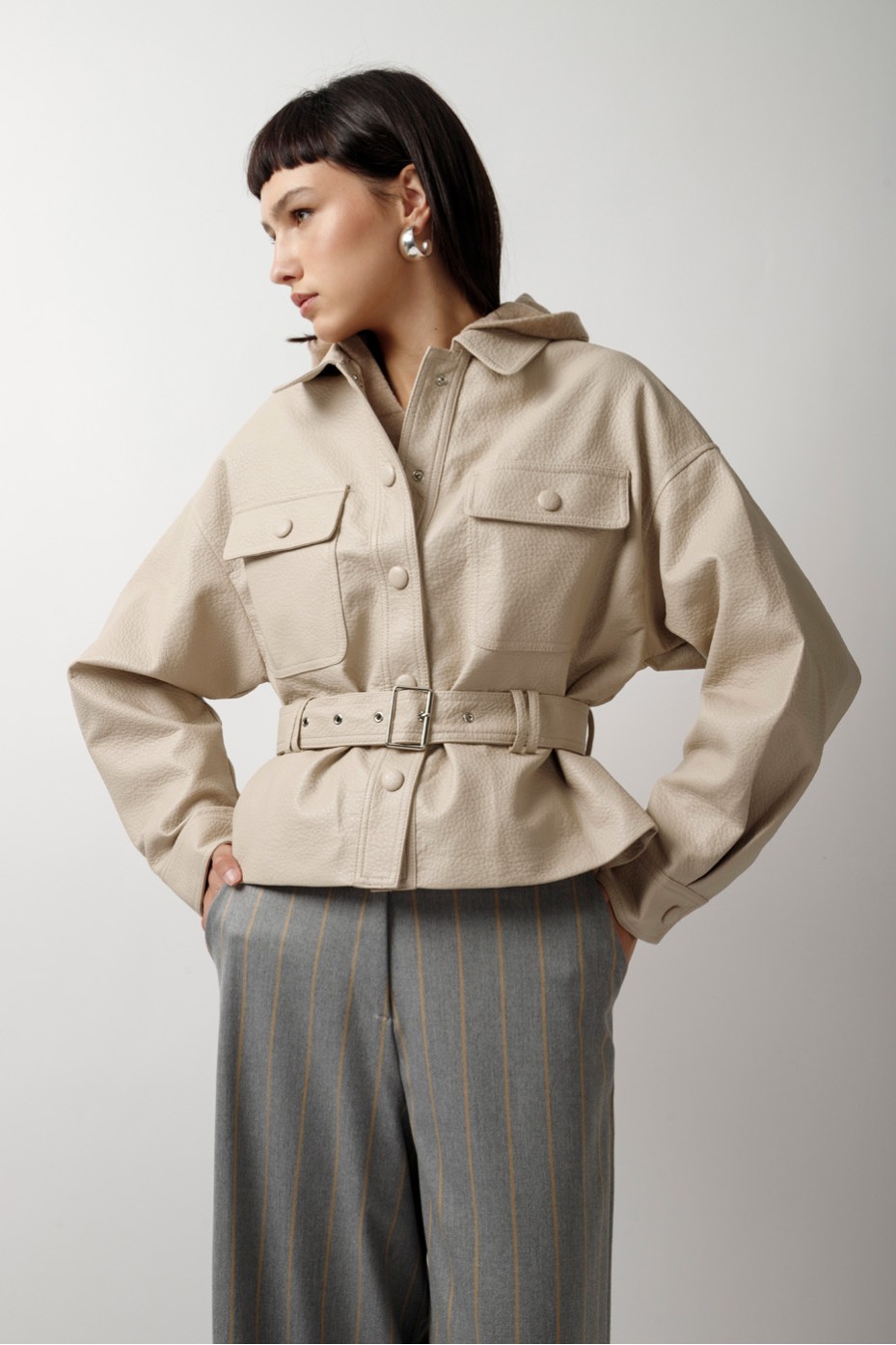 LEATHER JACKET WITH BUTTONS