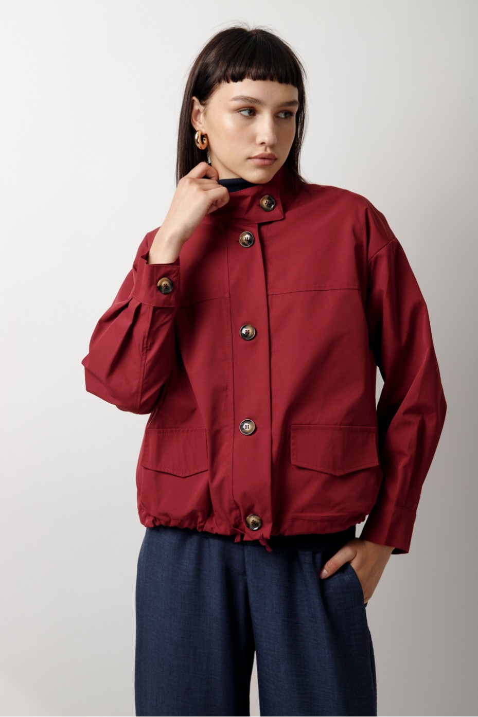 SHORT TRENCH COAT WITH COLLAR