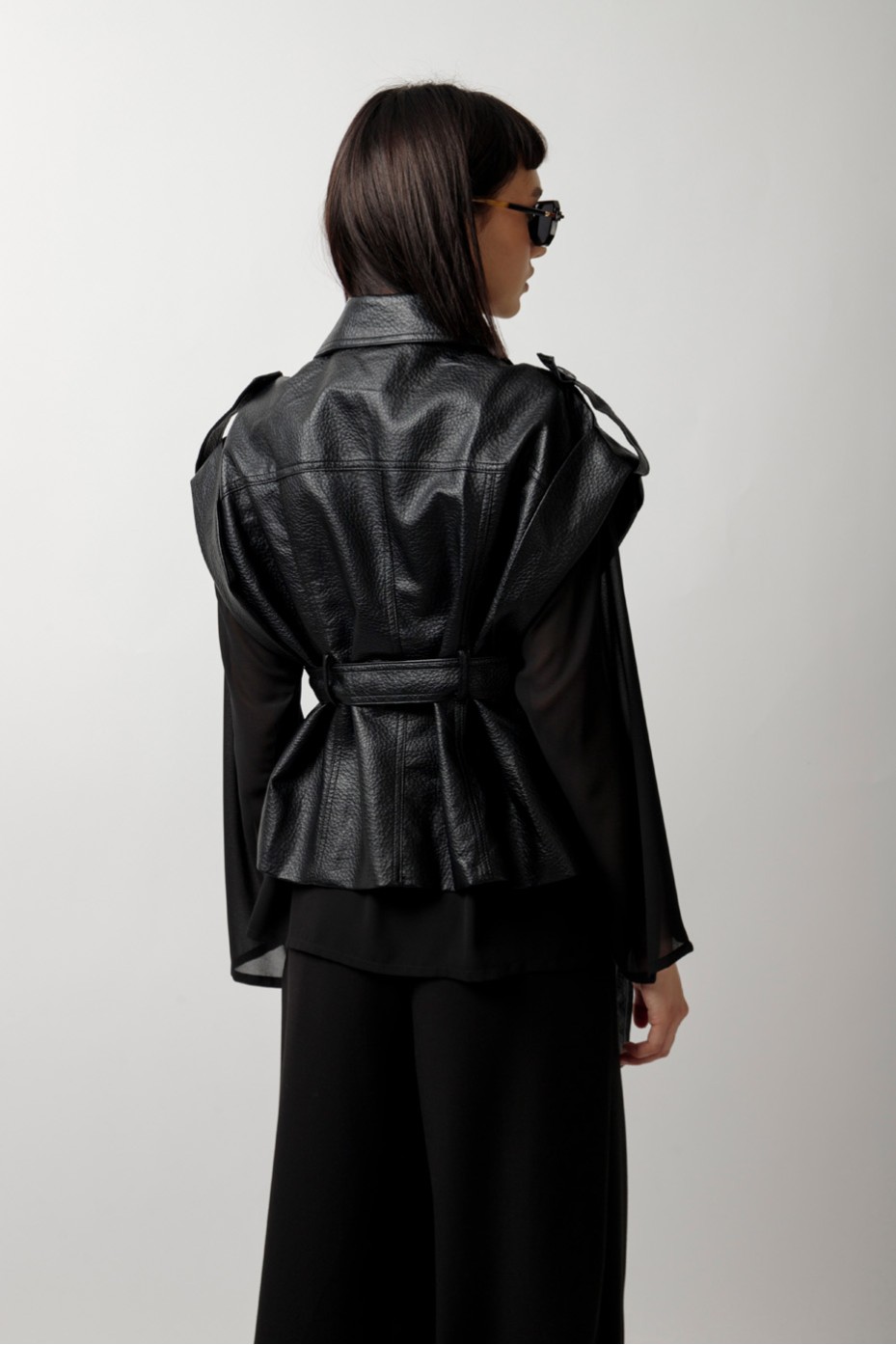 LEATHER VEST WITH BELT