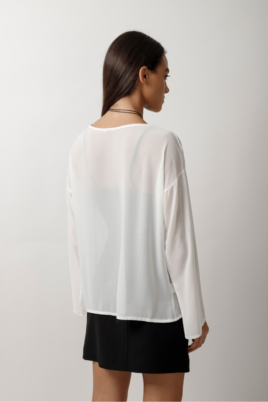 LONG SLEEVE MESH BLOUSE