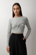 LONG SLEEVE ELASTIC CROP TOP