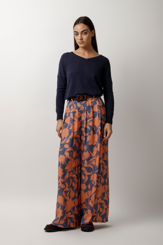 PRINTED PANTS WITH PLEATS