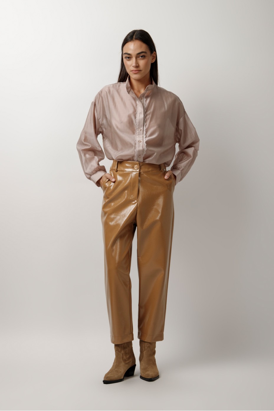 ECO LEATHER CROP PANTS