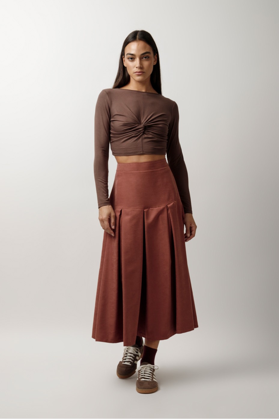 LONG SLEEVE ELASTIC CROP TOP
