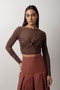 LONG SLEEVE ELASTIC CROP TOP