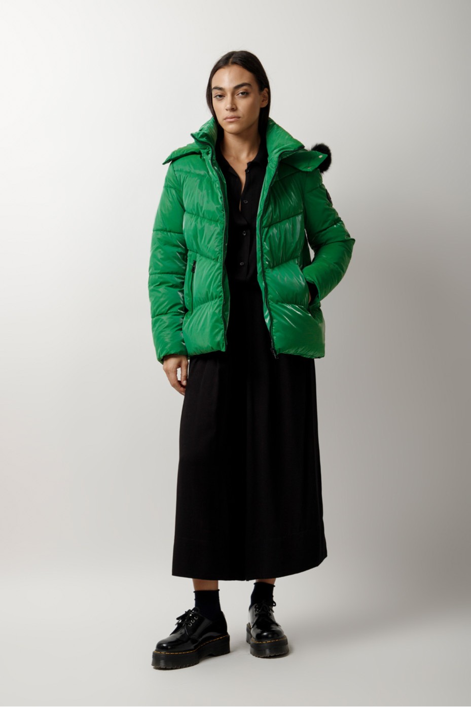 SHINY JACKET WITH HOOD