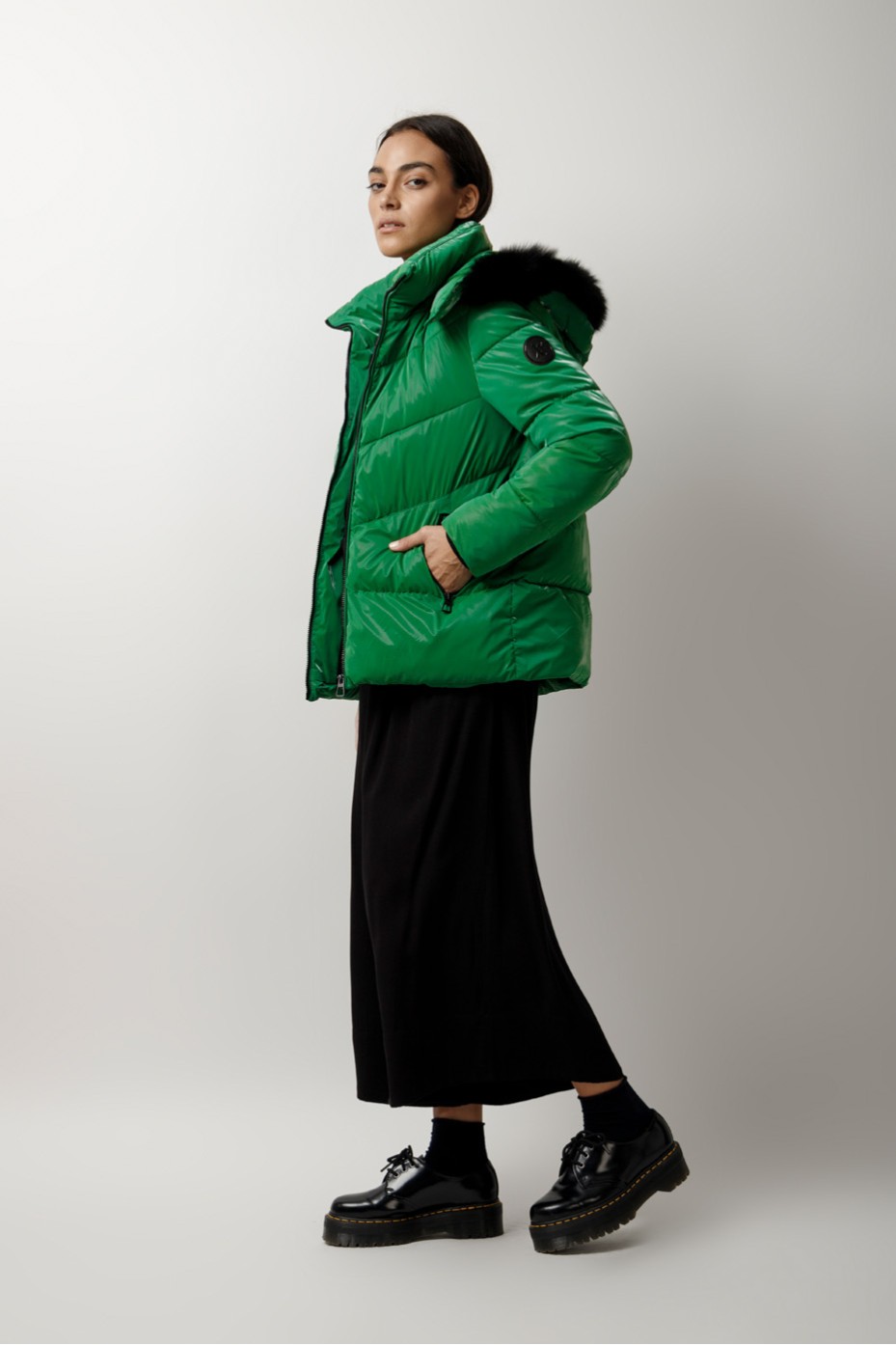 SHINY JACKET WITH HOOD