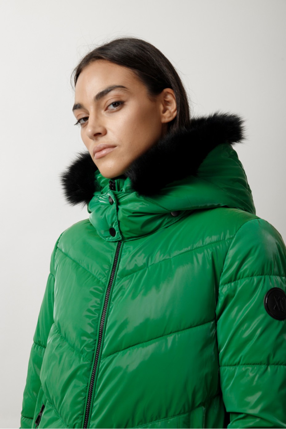 SHINY JACKET WITH HOOD