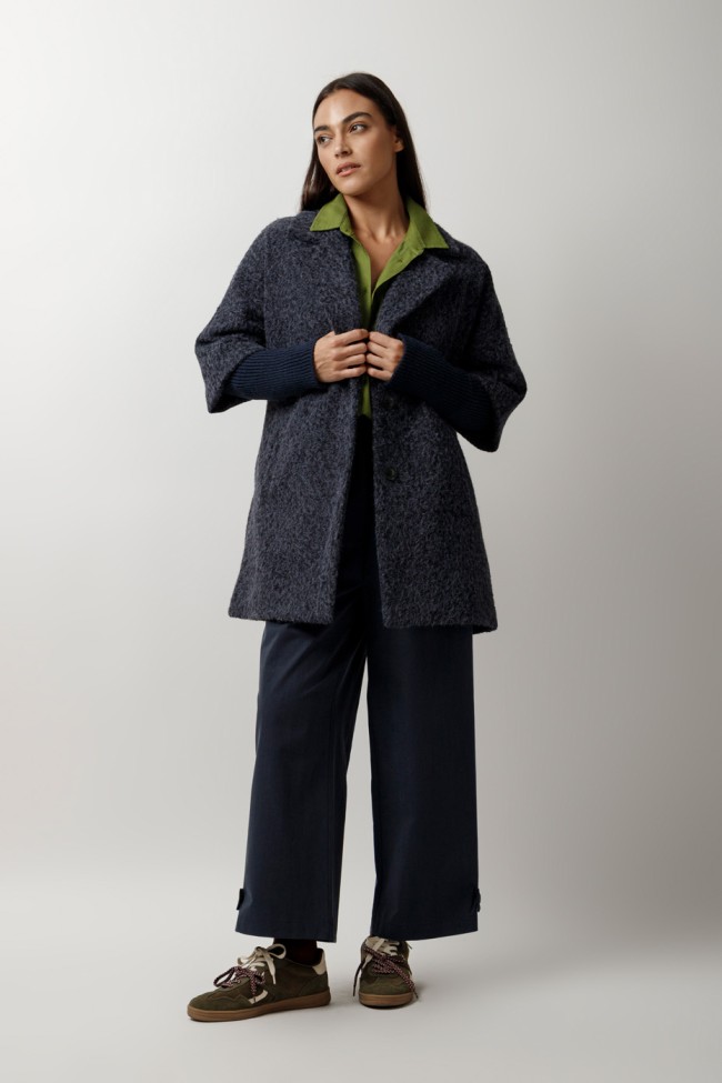 SOFT JACKET WITH KNITTED SLEEVES