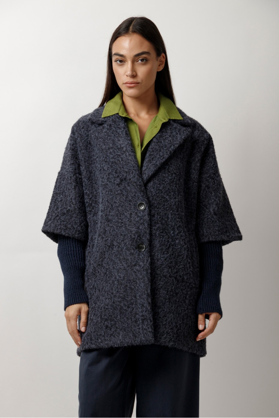 SOFT JACKET WITH KNITTED SLEEVES