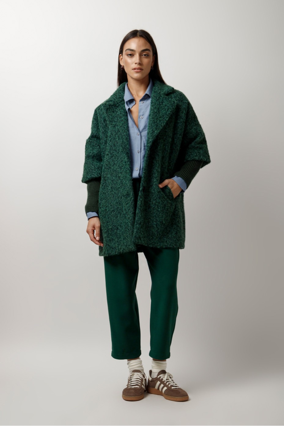 SOFT JACKET WITH KNITTED SLEEVES
