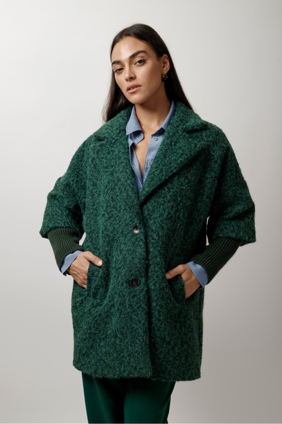 SOFT JACKET WITH KNITTED SLEEVES