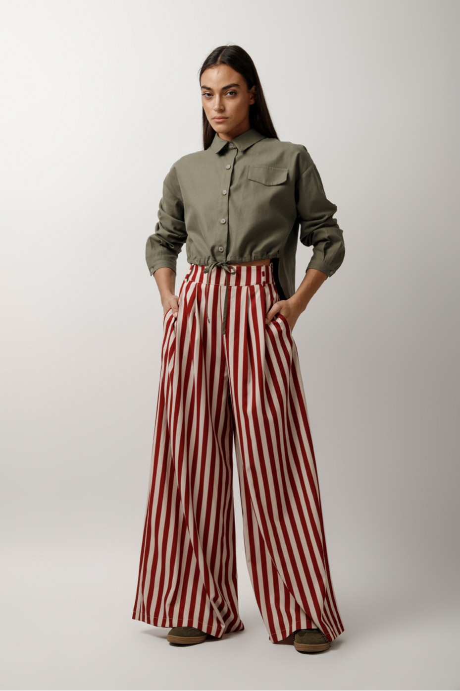 STRIPED PANTS WITH ELASTIC BACK