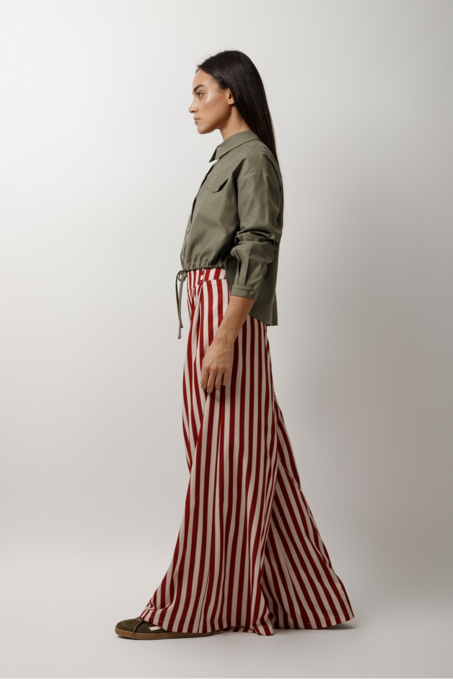 STRIPED PANTS WITH ELASTIC BACK