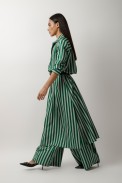 STRIPED DRESS WITH COLLAR AND SIDE SLIT