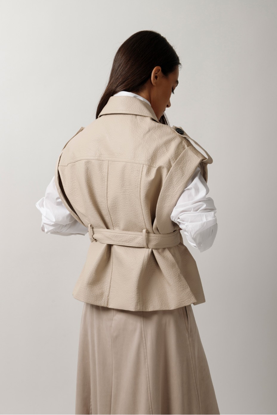 LEATHER VEST WITH BELT
