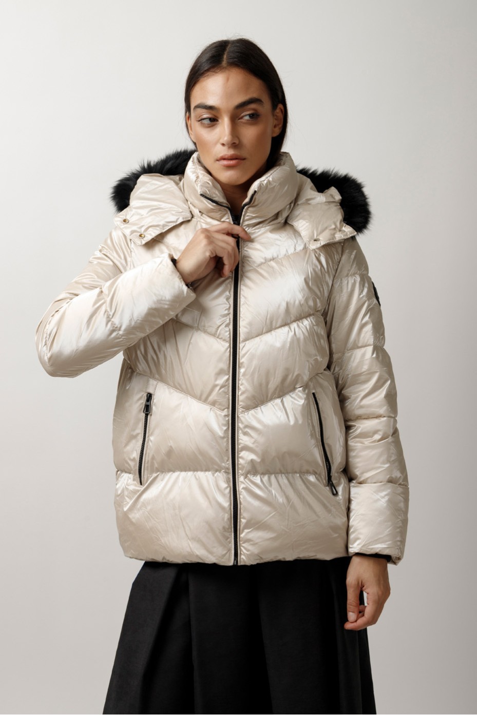 SHINY JACKET WITH HOOD