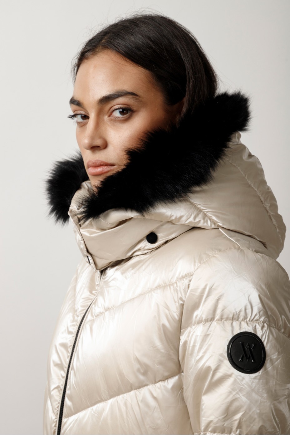 SHINY JACKET WITH HOOD