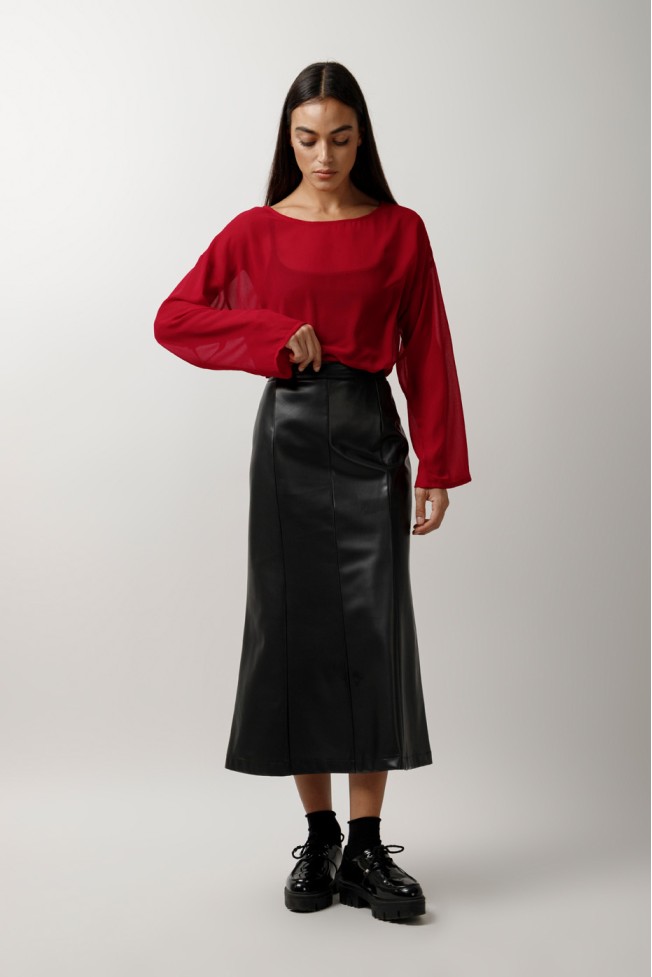 LONG SLEEVE SEE-THROUGH BLOUSE