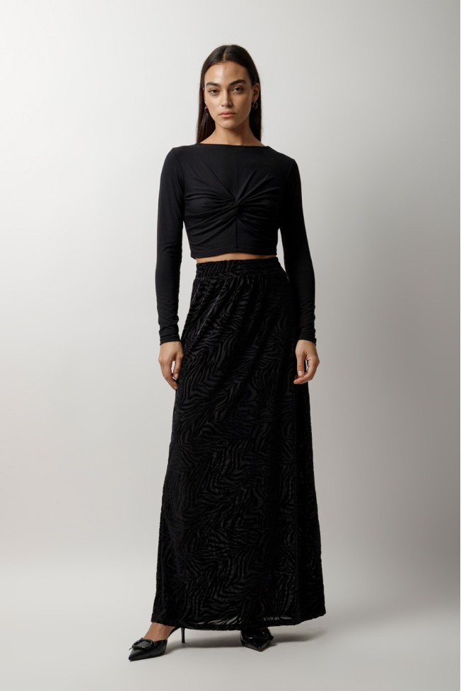 LONG SLEEVE ELASTIC CROP TOP