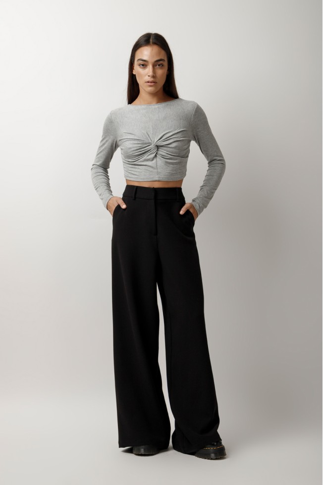 LONG SLEEVE ELASTIC CROP TOP