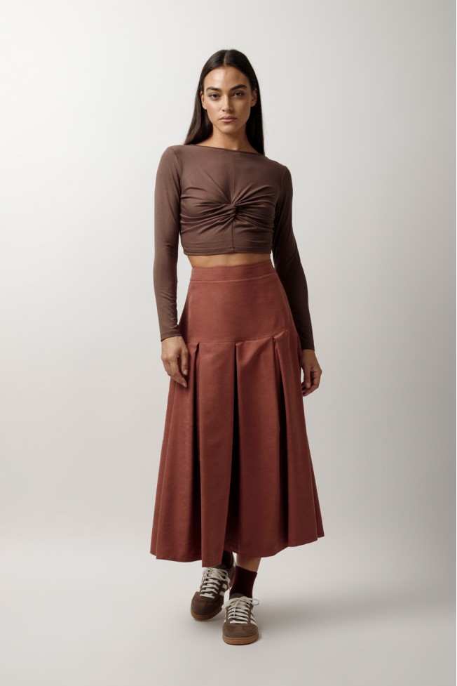 LONG SLEEVE ELASTIC CROP TOP