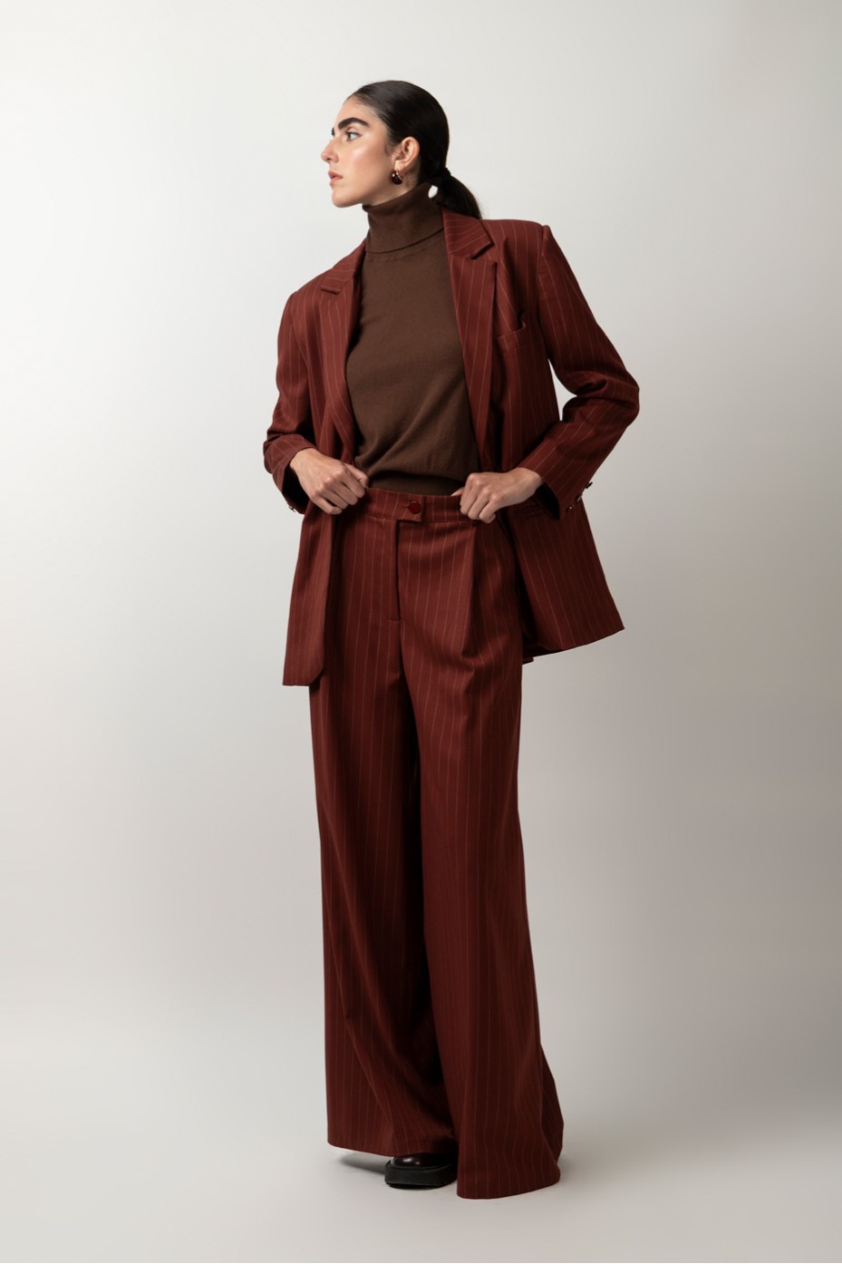 HIGH WAIST STRIPED PANTS WITH PLEATS