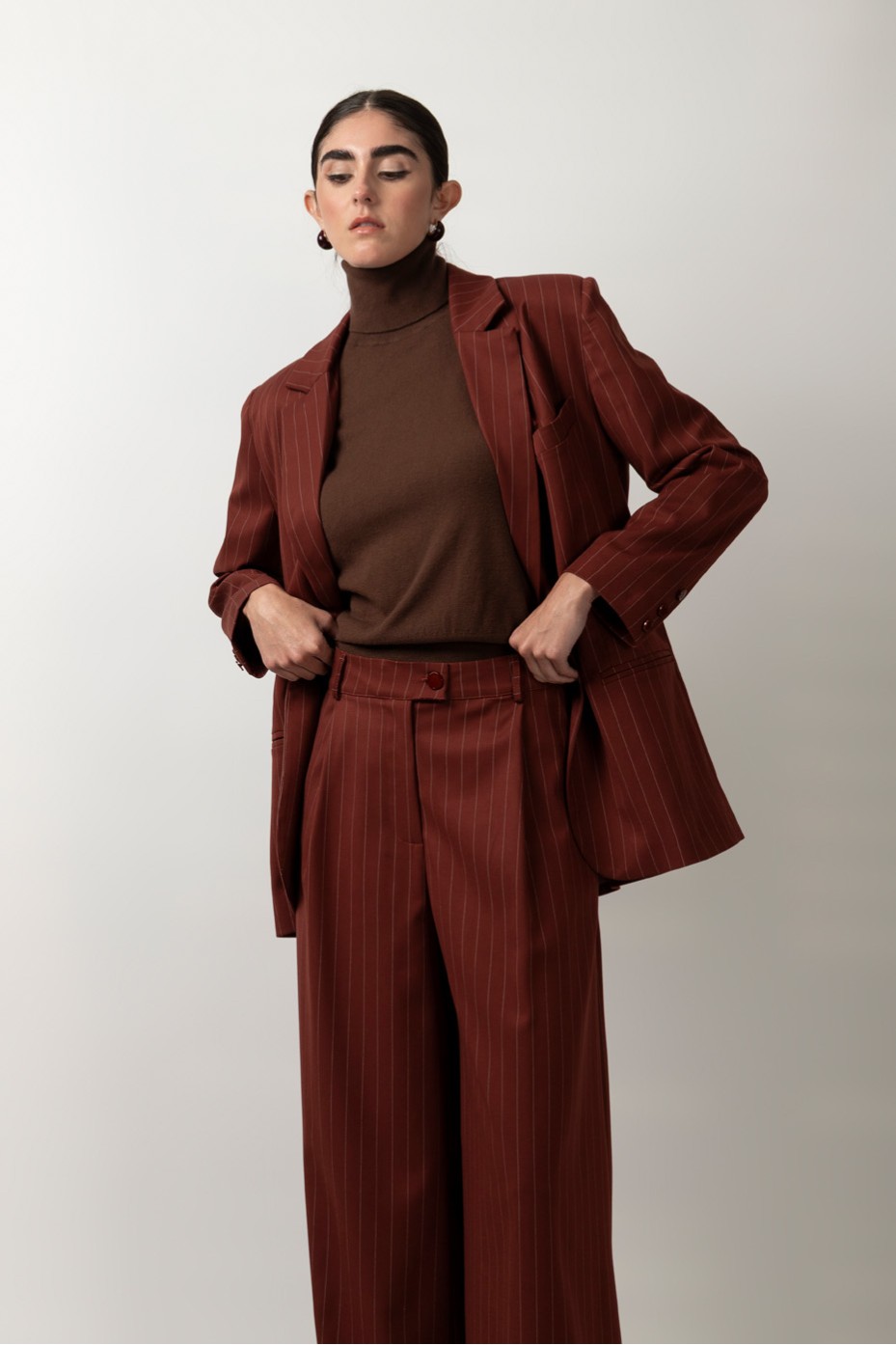 HIGH WAIST STRIPED PANTS WITH PLEATS