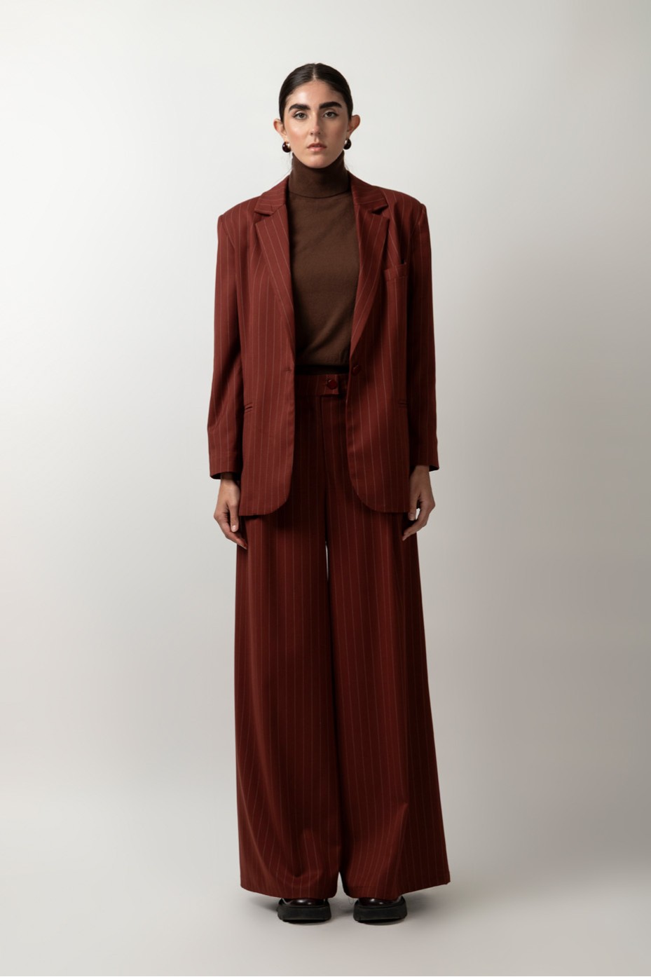 HIGH WAIST STRIPED PANTS WITH PLEATS