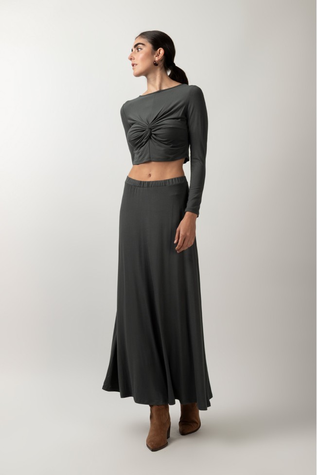 LONG SLEEVE ELASTIC CROP TOP