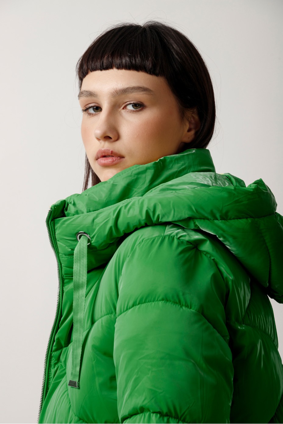 SHINY JACKET WITH HOOD