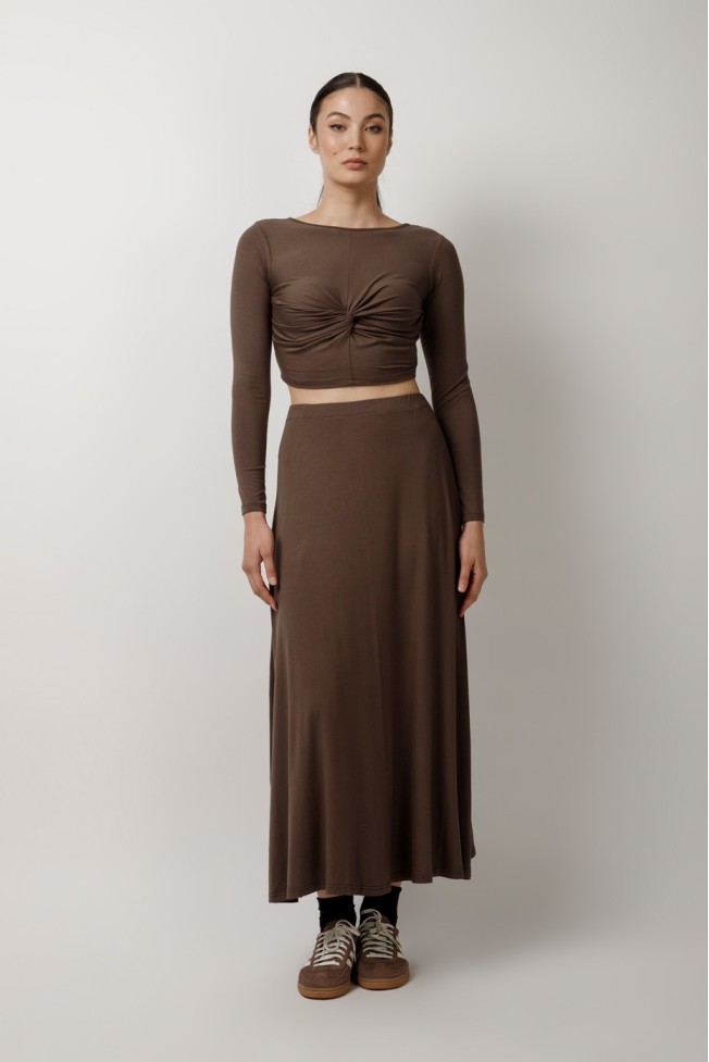 LONG SLEEVE ELASTIC CROP TOP