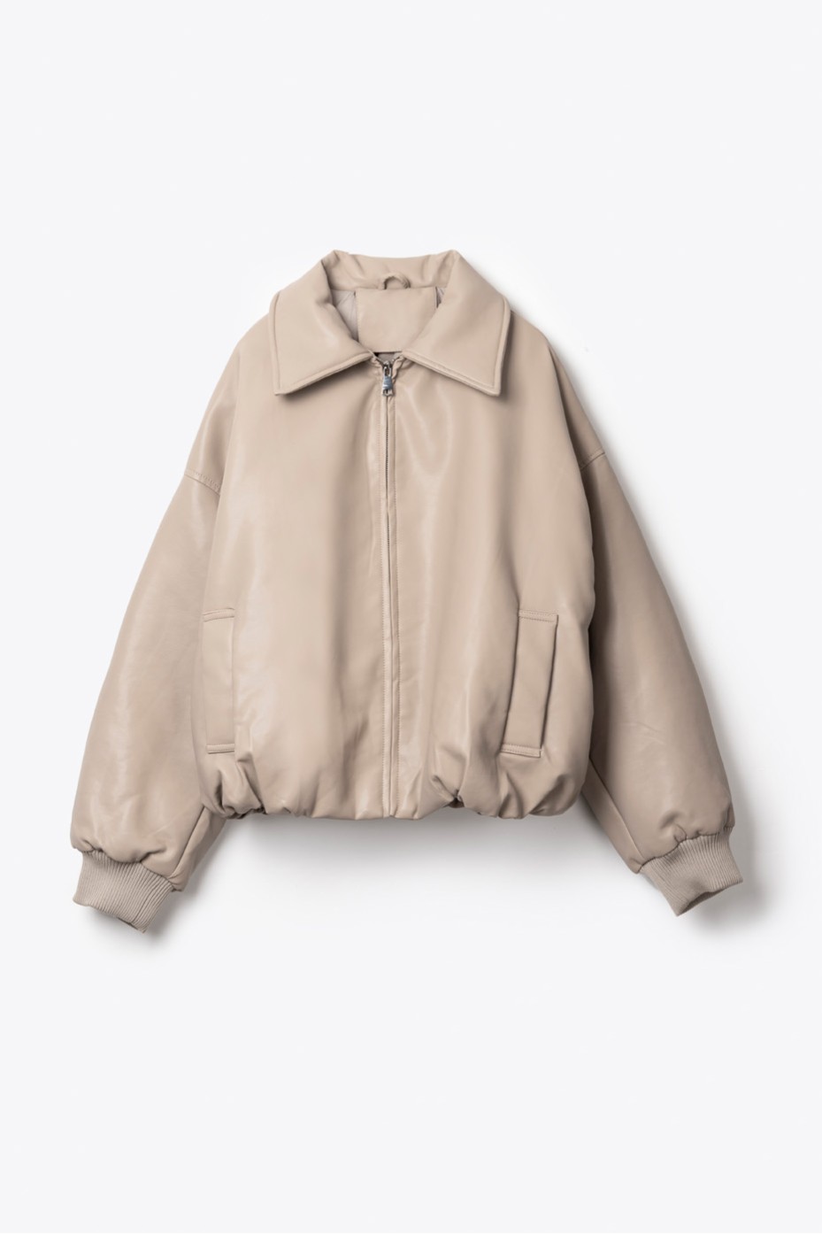 LEATHER BOMBER JACKET WITH COLLAR